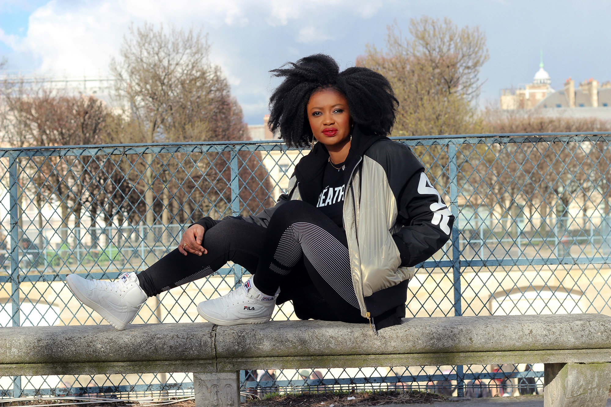 fila sneakers jacket outfit sunday chill streetwear