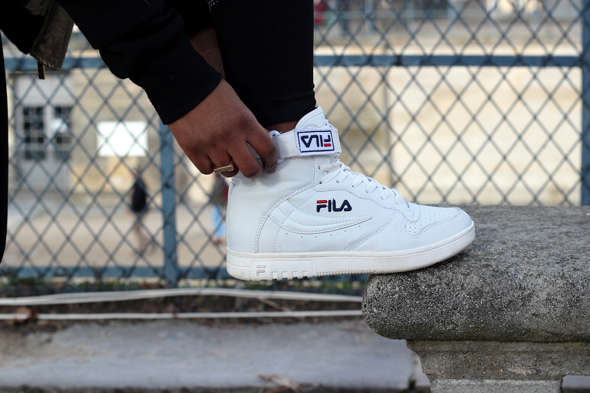 fila sneakers jacket outfit sunday chill streetwear