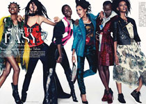 Cora Emmanuel, Grace Bol, Grace Mahary, Jasmine Tookes, Jeneil Williams & Zuri Tibby pour Vogue Germany Septembre 2012